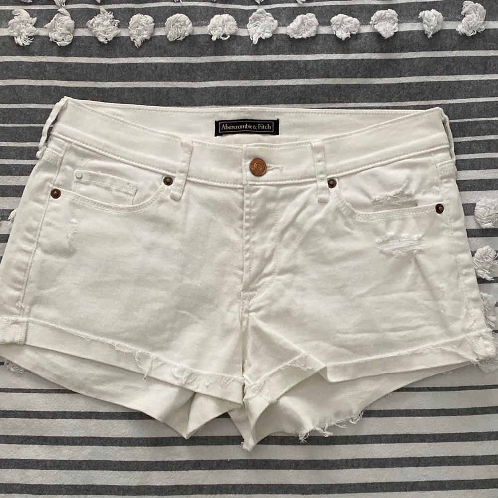 A&F white jean shorts